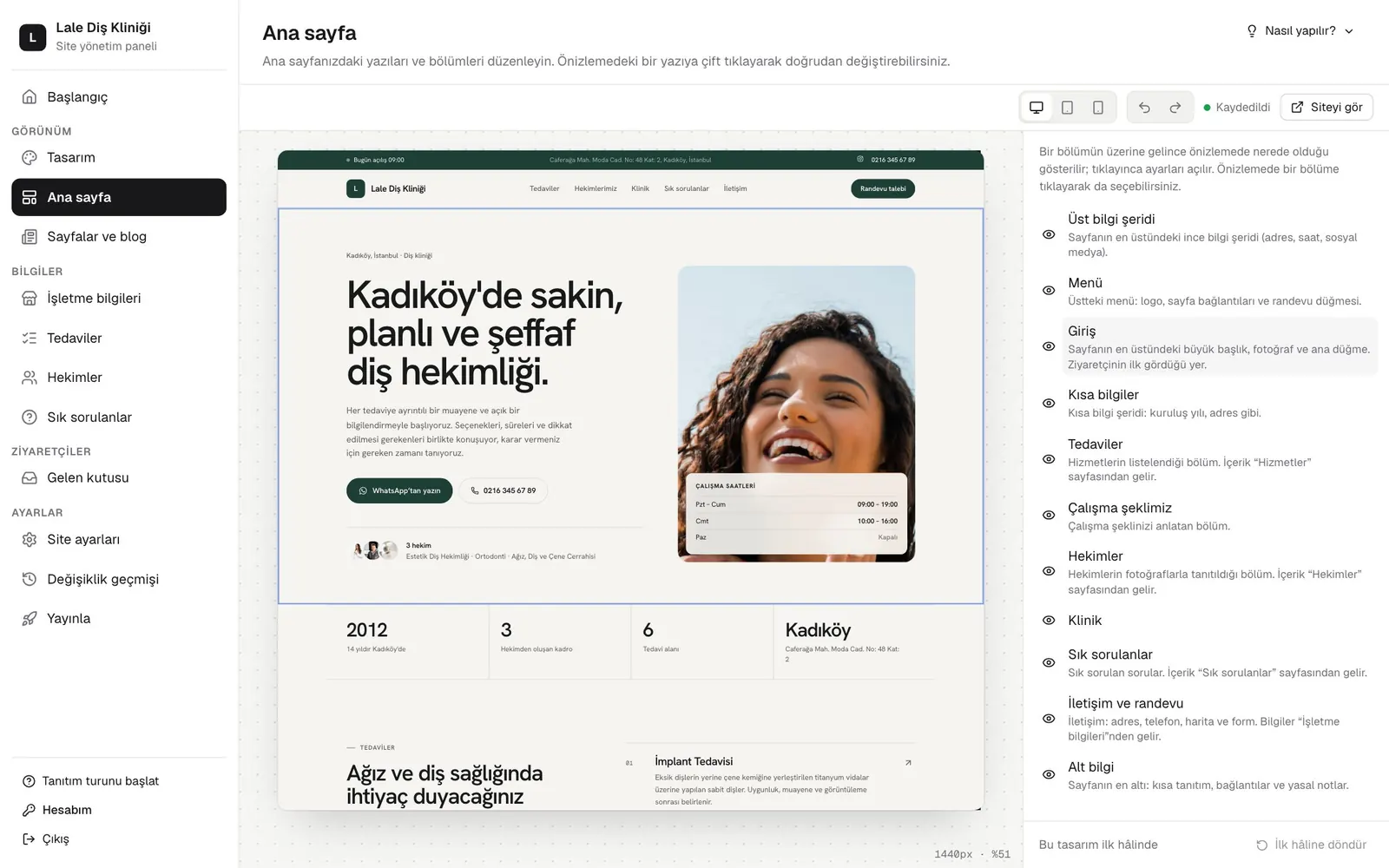 Vitrinle yönetim paneli