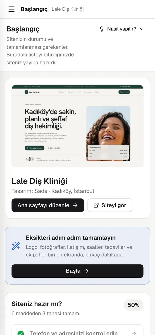 Telefonda panel: Başlangıç